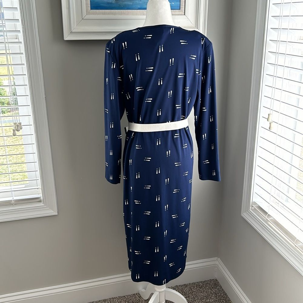 Vintage Blair Shirt Navy Exclamation Retro 80s 90s Business Longsleeve Dress - Picture 9 of 12